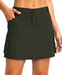 Women's Skort 5 Pockets Cargo Skirt Skirts Skorts Women Casual Summer Hiking - 軍綠色 - 查看 1