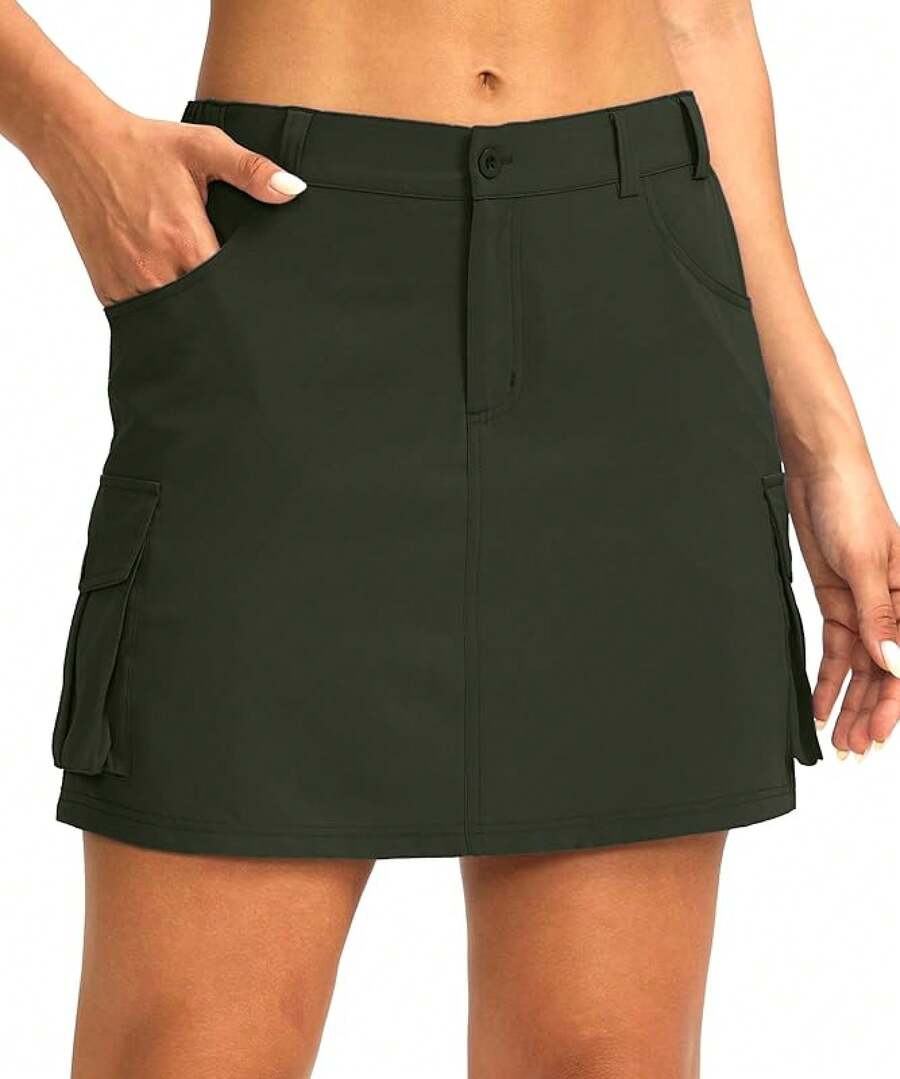 Women's Skort 5 Pockets Cargo Skirt Skirts Skorts Women Casual Summer Hiking - 軍綠色 - 查看 1