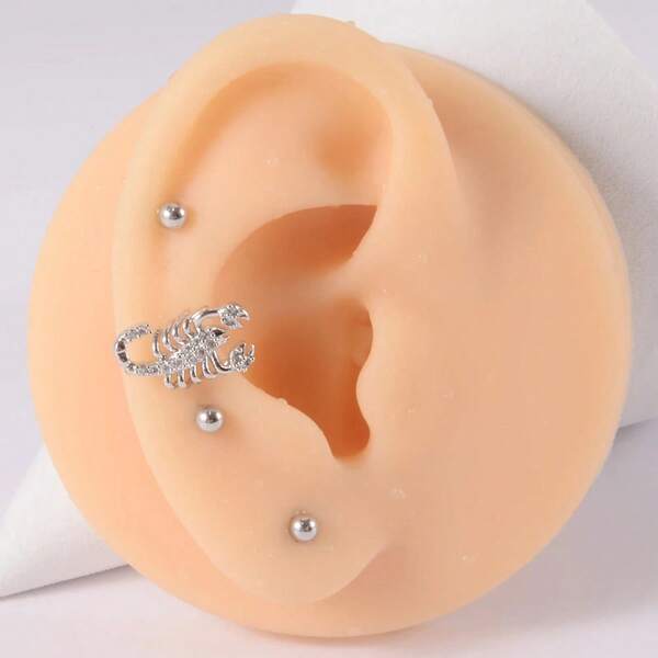 1PC 20G 361L Surgical Steel Fashion Cz Ear Tragus Cartilage Crystal Animal Snake Lobe Earrings Helix Earring Barbell Piercing Jewelry Accessory 1pc Surgical Steel Zirconia Spider Snake Scorpion Shape Ear Stud Cartilage Helix Lobe Conch Piercing Earring Body Piercing Jewelry