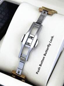 Pablo Raez 1 Stück 18K Gold Schmuck Damen Strandzubehör Uhr Edelstahl Sommer Vintage Uhr Kein Verblassen Silber Hochwertige Damen Uhr Luxus Kleid Uhr IPS Beschichtung Elegant Marken Neu Uhr Prachtvoll Design Quarz Uhr Mode Weißes Zifferblatt Hochwertig Damen Beliebte Quadratische Uhr