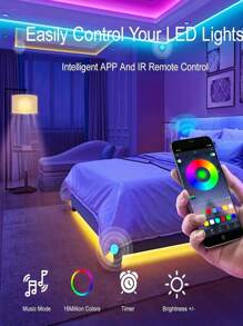 1/2 Rolle Raumdekor LED Beleuchtung, 130ft/100ft/65ft/50ft/32,8ft/16,4ft RGB LED Streifen Beleuchtung für Heim Dekoration, Festivalparty, Wohnzimmer, Schlafzimmer, hochwertige LED Lichtleiste, Geschenk TV Hintergrundbeleuchtung, 1m-5m (ohne Fernbedienung)