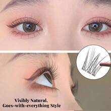 3PCS Easy Apply Princess/ Fish Tail False Eyelashes Kit - Voluminous & Fluffy Lashes For Beginners, Natural Crisscross Wispy Effect, Dramatic Cartoon Style, Reusable - C - 查看 4