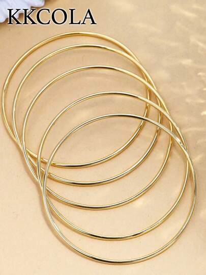 KKCOLA 5pcs Fashionable Geometric Smooth Bangle Bracelets, Boho Style, Party/Festival/Gifts, Jewelry, Trending Accessories, Daily Wear