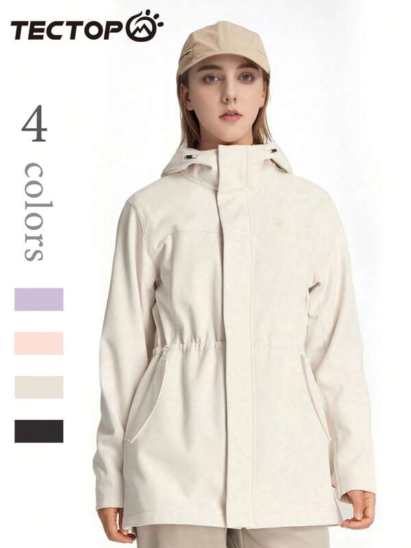 TECTOP Women Fleece Jacket Warm Hooded Fall And Winter Outdoor Waterproof Windproof Waist Adjustable Anti-Scratch Wear-Resistant