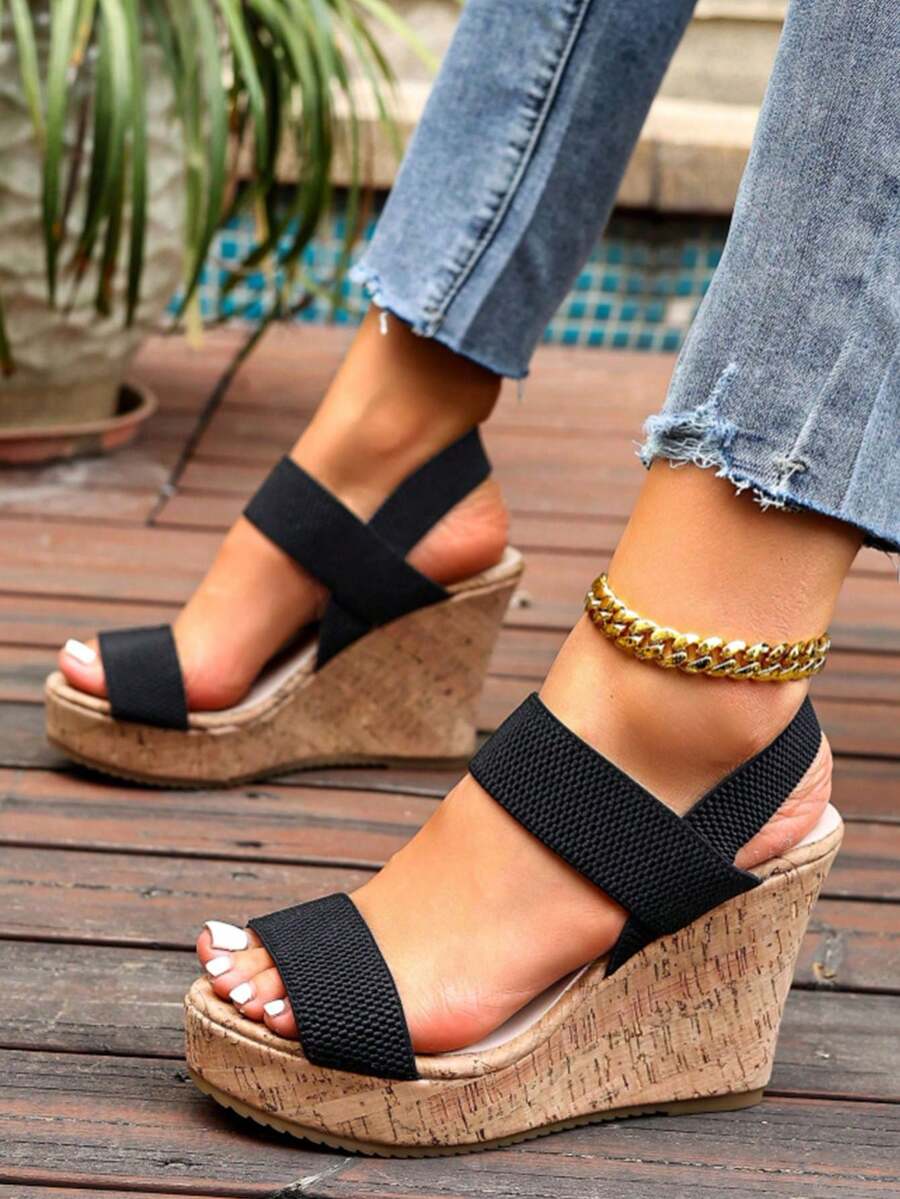 Sandalias de cuña y plataforma para mujer de talla grande, sandalias de cuña de plataforma gruesa de estilo europeo y americano, sandalias de plataforma de cuerda con tacón alto de moda, sandalias de tacón grueso con cierre deslizante, artículos esenciales de viaje para el verano