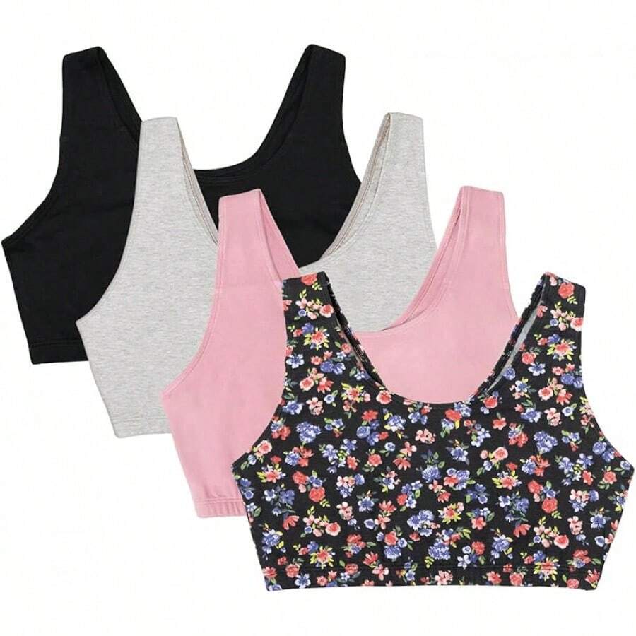 Women's Built Tank Style Sports Bra Value Pack Push Up Bras - 午夜草甸/紫丁香/灰色石南/黑色調 - 查看 1