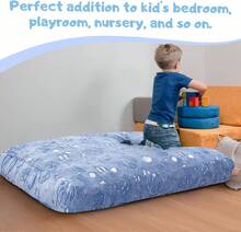 Kids Bean Bag Chair Turn Into Beanbag Bed, Unicorn Toddler Bean Chair For Girl Boy Sleeping, Lazy Children Sofa Couch With Filler, Convertible Child Floor Mattress, Glowing Space - 玫紅色 - 查看 7