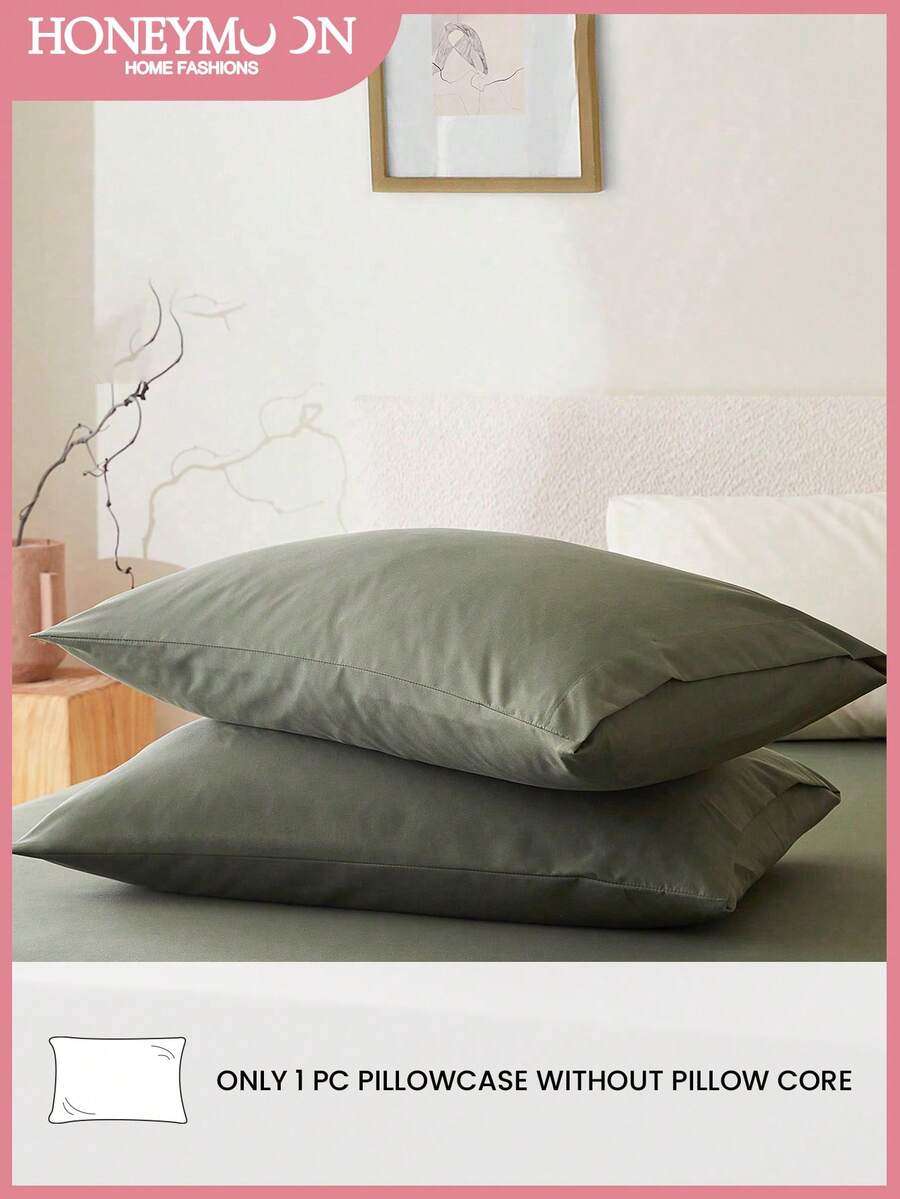 1 vỏ gối màu trơn siêu mềm, nhẹ như mây, kiểu đóng mở dạng phong bì. - Màu xanh Ô liu - Xem 1