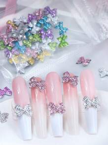 30PCS Kawaii Bow Nail Charms Nail Parts Y2K Romantic Gentle Simple Style Bows Nail Supplies Accessories For DIY Women's Nail Salon Design Decoration