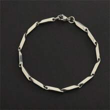 1 件 Hiphop 1:1 NK Chain 不锈钢手链，时尚设计，奢华简约风格，适合女性参加派对、休闲场合 - 銀色 - 查看 15