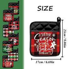 Red Gingerbread Boy Printed Oven Gloves Christmas Baking Mittens Hanging Ornament Christmas Pot Rack Kit - 8PCS - View 2