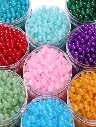 100 pièces Perles de verre bleu foncé de 8 mm - Perles rondes lisses pour espacer pour la création de bijoux faits main, convient pour les bracelets et les colliers - Fournitures d'artisanat, création de bijoux Perles décoratives 24 options de couleurs