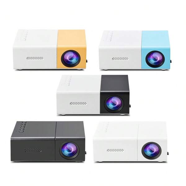 1pc YG300 Portable Mini Projector, Easily Connect To Your Phone And Carry It Around For Home, Party, Or Office Use. It Is Compatible With USB/SD/AV/HD And Other Interfaces, As Well As A Type-C Port. No Built-In System; Supports Wired Screen Mirroring From Mobile Phones.