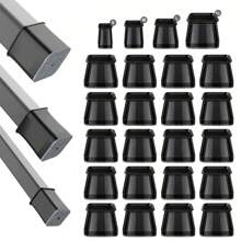28/20 Square Chair Leg Protection Covers, Black Silicone Felt Furniture Chair Leg Pads, Suitable For Wooden And Tile Floors, Anti-Slip Furniture Leg Caps, Noise-Reducing And Silent Furniture Foot Covers (Multiple Sizes, Suitable For Chair Legs Of 1.3-5.5cm)