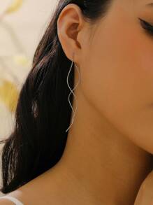 1 par de pendientes largos con flecos para mujer, accesorio versátil y minimalista de moda adecuado para el uso diario, eventos sociales y reuniones