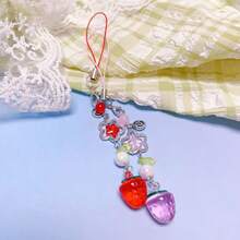 1 Stück süßer herzförmiger Erdbeere Handyband, rosa Frucht Handyanhänger, Schlüsselanhänger, Rucksack Dekoration, geeignet für den täglichen Gebrauch, tolles Geschenk für Familie, Freunde, Freundinnen zu Weihnachten