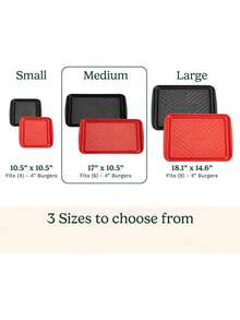 Cuisinart Grilling Prep And Serve Trays, 17x10.5 Inch BBQ Safe For Food Handling, 2 Dishwasher Safe Nesting Trays Black And Red, Perfect Grilling Tray For Cooked And Raw Meat, Fits 6 Burgers - Medium - 17" X 10.5" - View 4
