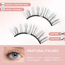 CZ Magnetic Eyelashes With Applicator Natural Reusable Soft Magnetic Lashes Without Eyeliner Gluefree False Eyelashes Lightweight Waterproof Easy To Wear No Makeup Remover Required Natural Style  1613 - 黑色 - 查看 5