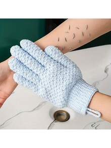 1/2 Pieces South Africa Exfoliating Shower Gloves,New Double-Sided Sand Cleaning Gloves, Thickened Skin-Friendly Comfortable Bath Towel Gloves,Shower Gloves Towel Bath Gloves,Two Pieces Set Of Bath Exiating Gloves, Deep Cleansing Pores Bath Gloves, Body Exfoliating Bath Towel, Reversible Exfoliating Gloves For Spa, Massage And Body Scrub, Body Scrub Bath Accessories, Body Scrub Bath Accessories Home Bathroom Decor Fall Decor - Blue - View 3
