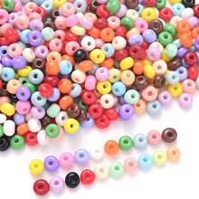 398 Stücke 6*3mm bunte Glasperlen, einfarbige lose Perlen geeignet für DIY Quasten, Schmuckherstellung, Armbänder, Halsketten