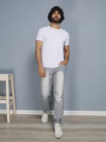 Men's Slim Fit Premium Lycra Jeans Direct From The Factory Black GREY Wash