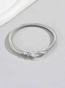 1pc Minimalist Horseshoe Lock Clasp Titanium Steel Bracelet For Women, Suitable For Girls, Ladies, Couples, Daily Jewelry Matching