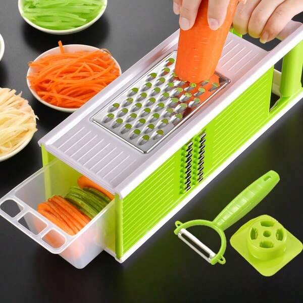 1 Set Of Multi-Functional Grater, Creative Vegetable Cutter Kitchen Multi-Purpose Potato Shredder Four-Sided Planer Slicer Grinds Garlic, Kitchen Supplies Shredding Potato Shredder Rubbing Shred, Household Slicing Household Radish Grater, Washable And Reusable, Kitchen Supplies, Restaurant Kitchen, Etc