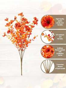4 Bundles Fall Artificial Flowers, Uv Resistant Fake Plastic Plants For Home Decor, Orange Shrubs Hanging Flower Plant For Home Fall Front Door Porch Garden Autumn Decor To Add A Touch Of Classy To Your Patio And Balcony, Corridor, Garden, Yard, Dining Table, Living Room, Wedding Party, Simulation Vine Flowers, Wedding Party Decor, Fall Decor,Autumn Halloween Decor Room Decor
