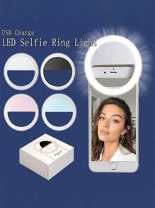 Luce selfie portatile per videoconferenze con molletta per fotocamera del telefono, luce LED molletta-on per videoconferenze, 3 modalità di illuminazione, ricaricabile, portatile, adatta per laptop/telefoni/tablet/chiamate Zoom/trucco