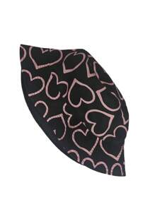1pc Sweet Heart Print Reversible Bucket Hat, Women Fashion Versatile Sun Hat For Daily Wear And Valentine's Day