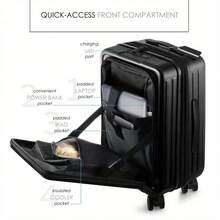 20 Inch Hardside Expandable Carry-On Luggage With Front Pocket And Spinner Wheels For Travel