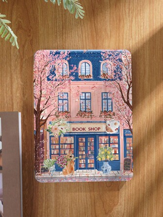 粉色樱花书店图案平板电脑保护套，兼容 iPad 9.7/10.2/10.5/10.9/12.9/Pro 11（第十代）、Galaxy Tab S6 Lite 10.4 英寸、Kindle Paperwhite 第十二代（2024 年款）、Kindle 第十一代（2022 年款），柔软防震，带智能支架/自动唤醒/睡眠功能