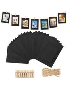 21 pièces (set) Cadres photo en papier, guirlande de pinces de cadre photo en papier vif - cadres photo en papier kraft à suspendre pour afficher des photos de 10 x 15 cm, présentoirs photo en carton DIY avec pinces et ficelles, décorations DIY faciles pour anniversaire, mariage, anniversaire, baby shower - joli bannière d'anniversaire, cadeau fête des mères, faveurs de fête, baby shower