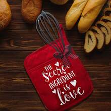 Red Gingerbread Boy Printed Oven Gloves Christmas Baking Mittens Hanging Ornament Christmas Pot Rack Kit - 5件 - 查看 6