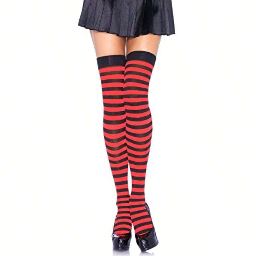 Women's Nylon Striped Stockings Selected For You - BlackRed - 查看 1