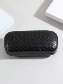 1pc Fashionable Classic Anti-Pressure Leather Woven Glasses Case, Black - Multicolor - View 5