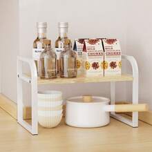 1 Piece, Iron + Density Plate Material, White Kitchen Rack, Small Square Tube Plate Rack, Kitchen Single Layer Rack. Lightweight And Compact, It Can Be Used In Any Kitchen Scene. Place It In The Kitchen And It Is Convenient For Storing And Organizing Kitchen Miscellaneous Goods And Kitchen Utensils.