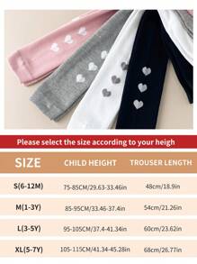 4 Pairs 4 Pairs Girls' Nine-Point Toddler Tights, Children's Leggings, Solid-Color Simple Love-Patterned Skinny Pants, Moderate Thickness, Suitable For Wearing Over A Skirt.