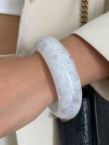 1 件波西米亚几何波浪宽树脂袖口手链，奢华休闲派对女士情侣婚礼节日百搭金属首饰礼物手链（手链材质和颜色以实际产品为准） - 手鐲 - 查看 11