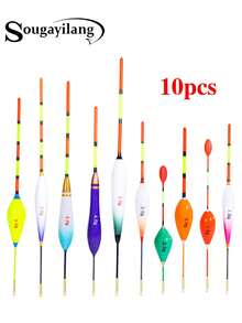 SOUGAYILANG 10-Pack High Sensitivity Fishing Floats, Wooden Universal Floats For Anglers, Short & Visible, Perfect For Fishing Gift 10 Pcs/Set High Sensitivity Fishing Floats, Mixed Size, Fishing Tackle Accessories - Multicolor - View 12
