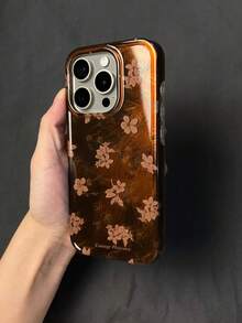 Merrad 优质棕色花卉全屏双层手机壳适用于 iPhone 16 Pro Max、15、14、13 Pro Max、12、11 亚克力