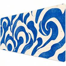 French KOKO Desk, Large Desk Pad Large Mouse Pad Cute Desk Accessories Home Office Essentials XL Desk Desk Pad Keyboard Mouse Desk Pads On Top Of Desks Computer Pink Floral Women Girls - Blue Waves - 查看 1