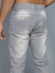 Men's Slim Fit Premium Lycra Jeans Direct From The Factory Black GREY Wash