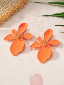 1 par de pendientes con flores y tréboles metálicos multicolor para mujer, de moda para fiestas, bodas y uso diario