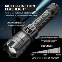 1PC Ultra-Bright LED Flashlight With Digital Display - USB Rechargeable, Extendable Torch For Outdoor Emergency Lighting