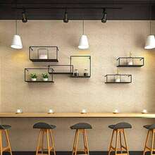 Retro Industrial Black Metal Floating Shelves - Stylish Display Stand For Home And Office Décor, Wall-Mounted Storage Solution For Books, Plants, And Collectibles