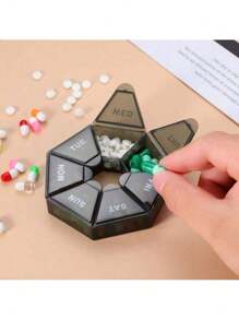 1PC 7-Day Pill Organizer |   Round Weekly Planner With Single-Hand Lock |   Durable Safe Plastic Material |   Large Travel Size |   Bright Colors For Vitamins & Supplements |   Fish Oil Storage Box