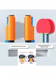 FBSPORT Ping Pong Paddle Set, Portable Table Tennis Set With Retractable Net, Rackets, Balls And Carry Bag For Indoor/Outdoor Games (The English Letters On The Ping Pong Paddles Are Screen Printed And There May Be Slight Black Blemishes. Paddles With Or Without English Letters Will Be Randomly Shipped)