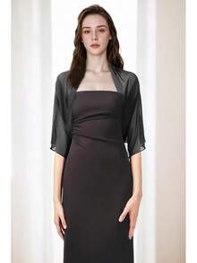 Coucoland Shawl Wraps Women - Sheer Chiffon Shawl Elegant Soft Wraps Evening Dress Wedding - 黑色 - 查看 5