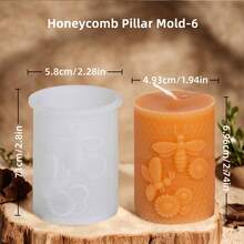 1 buah Cetakan Silinder Silikon Bentuk Sarang Lebah dan Bunga Timbul, Cetakan Dekorasi Lilin Aromaterapi DIY, Kerajinan Tangan, Pembuatan Hadiah, Bentuk Bulat Bertema Serangga - MultiWarna - View 10